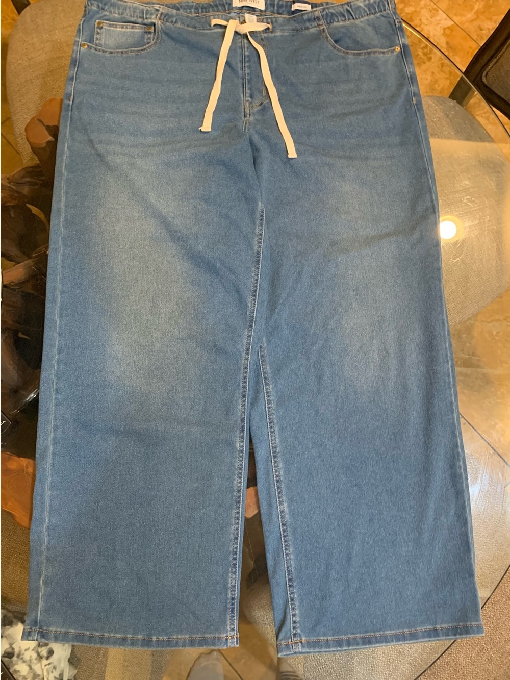 Women’s Nine West Blue wideleg Relaxed Drawstring Jeans